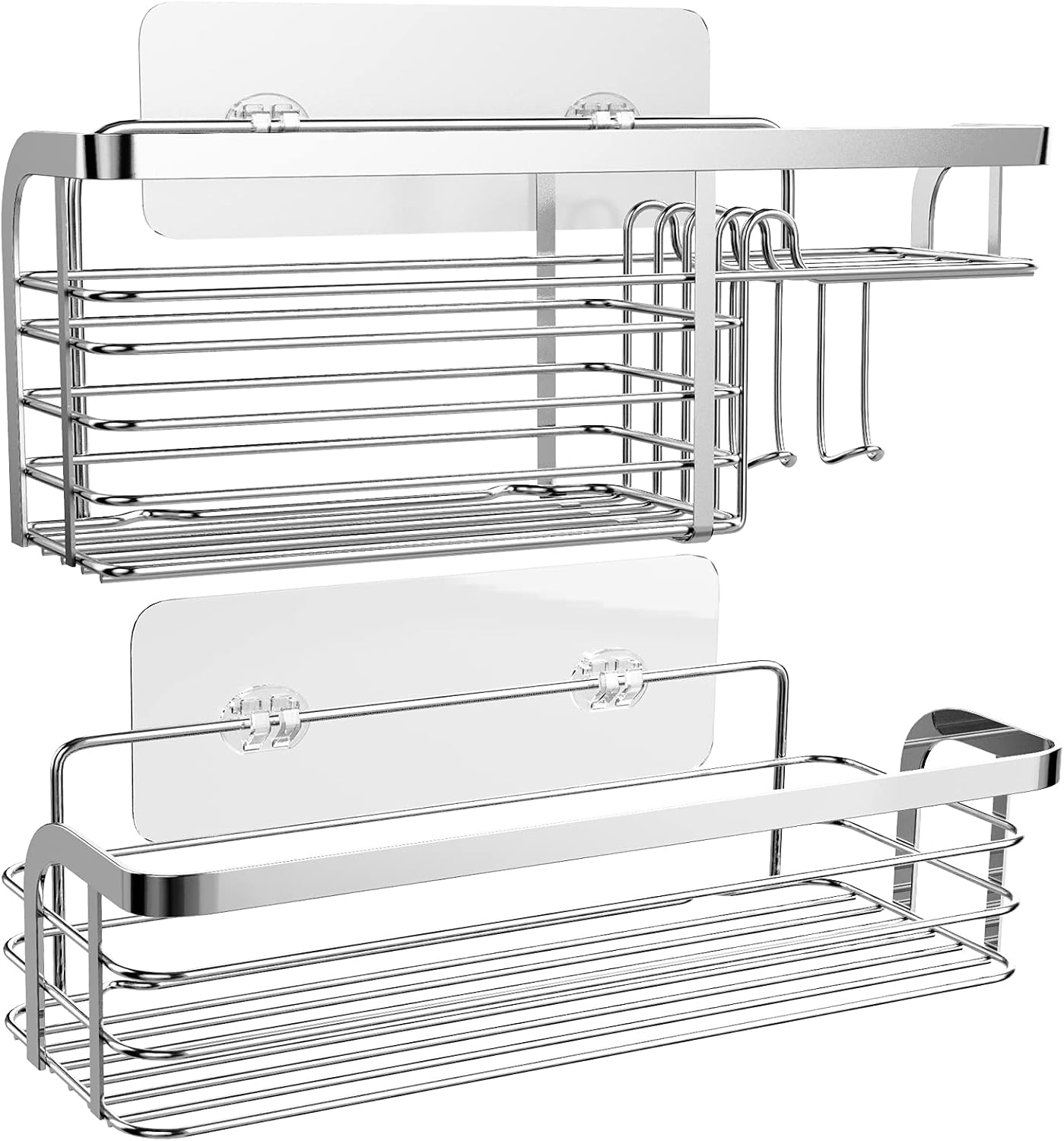 Adhesive Shower Caddy 2 Pack – No-Drill Stainless Steel Shower Organizer
