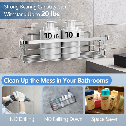 Adhesive Shower Caddy 2 Pack – No-Drill Stainless Steel Shower Organizer