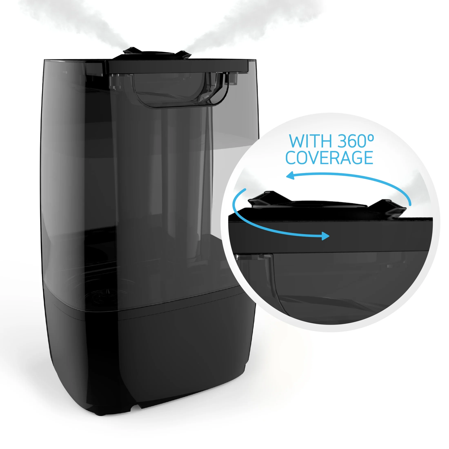 Humexl Ultrasonic Cool Mist Humidifier - Large, Easy-To-Clean 5-Liter/1.3 Gallon Water Tank, Touch-Button Control, High/Low Mist, 2 Independent 360�� Mist Nozzles and Night Mode