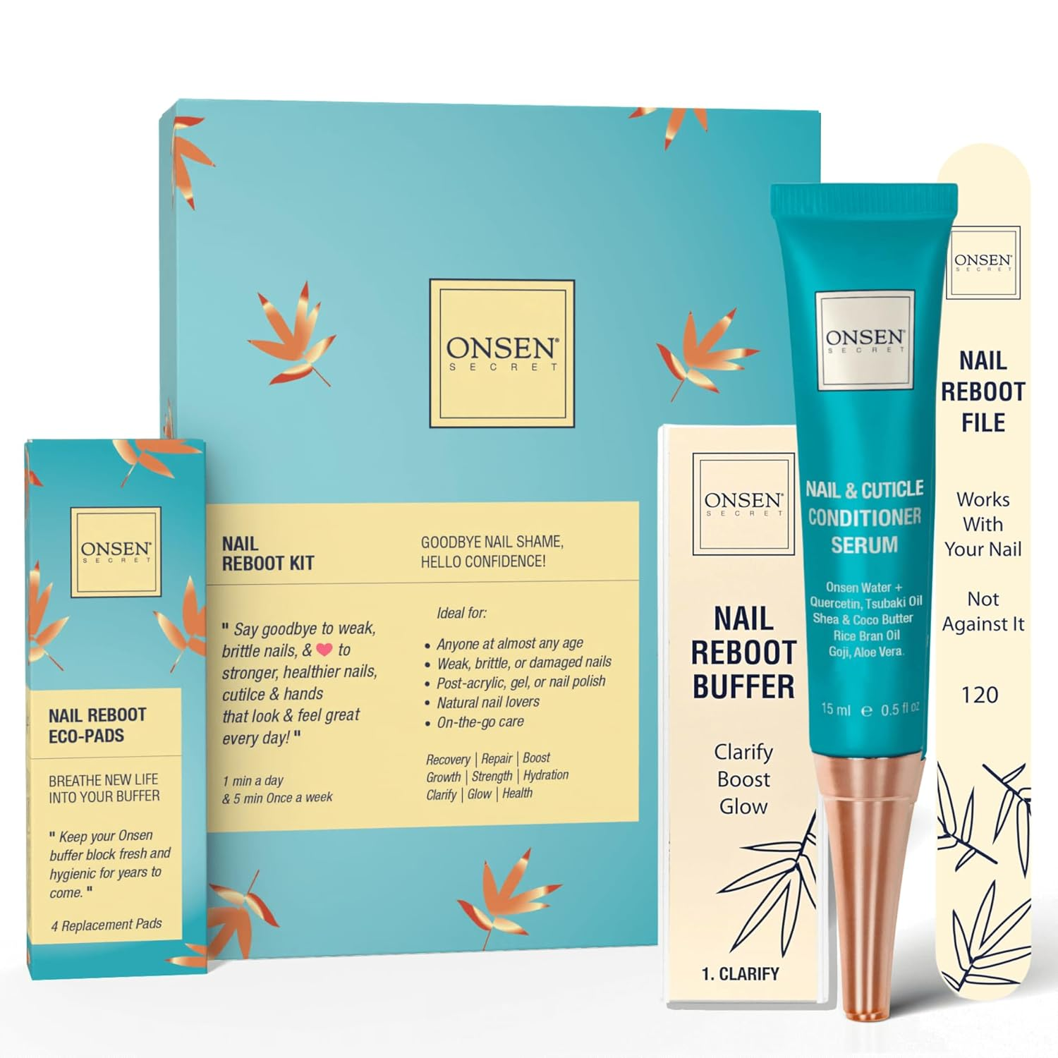 Nail Care Kit - W/Cuticle Care Serum, Japanese Nail Buffer and Shine Kit - Strengthening &amp; Shining - Spa-Quality Manicure - Organic Ingredients - Long-Lasting Shine - Easy &amp; Safe - 1Pk