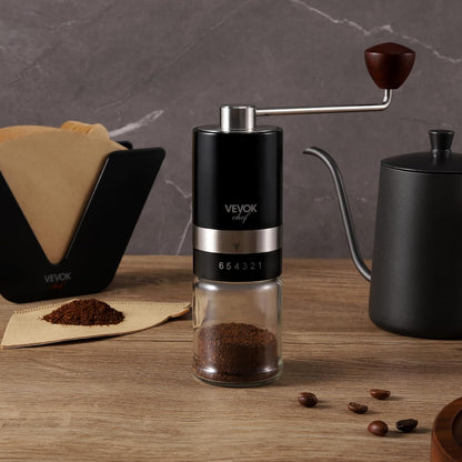 Manual Coffee Grinder Hand Coffee Grinder 6 External Adjustable Setting Stainless Steel Conical Burr Coffee Mill Portable Hand Crank Coffee Bean Grinder Fine for Espresso