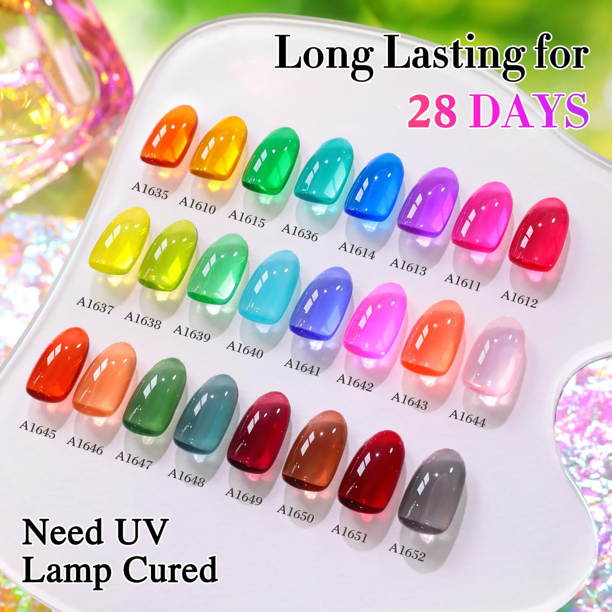 28Pcs 0.5Oz Gel Nail Polish Set Same Color Same Bottle Gel Polish Kit Nail Art Manicure Salon DIY at Home for Women (Neon Jelly Sheer Collection-T24-11)