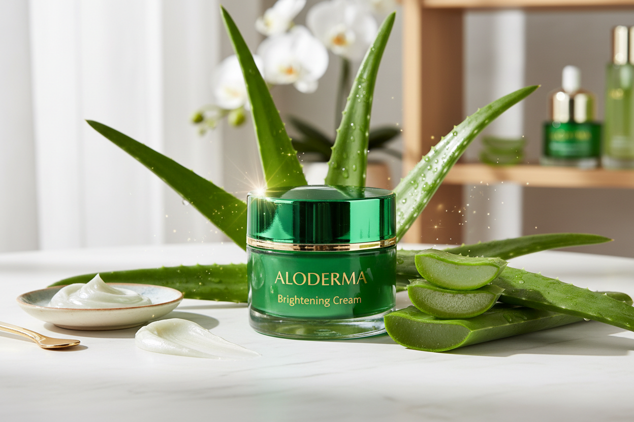 aloderma need to be green. Its a brightening cream