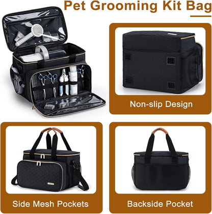 Dog Grooming Vacuum Bag, Pet Grooming Kit Bag Perfect for Dog Hair Vacuum &amp; Grooming Tool Kit Accessories- Black
