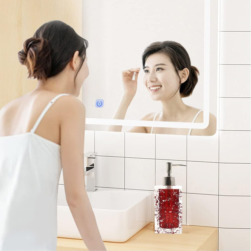 5-Piece Resin Bathroom Accessory Set with Soap Dish, Dispenser, Toothbrush Holder and Tumbler, Red