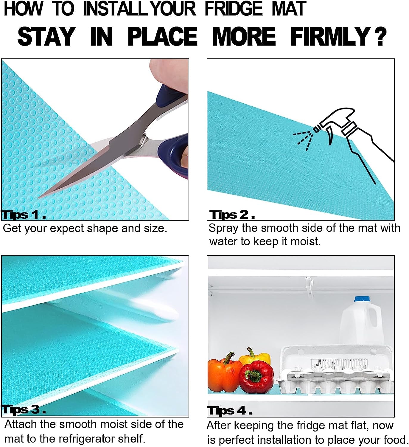 16 Pcs Refrigerator Liners Mats Washable, Refrigerator Mats Liner Waterproof Oilproof,  Fridge Liners for Shelves, Cover Pads for Freezer Glass Shelf Cupboard Cabinet Drawer (4 Color Mixed)