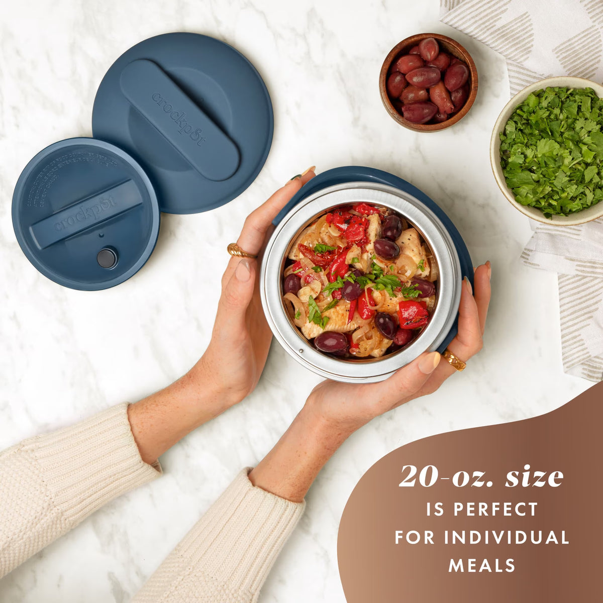 Lunch Crock Food Warmer 20 Oz, Faded Blue