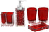 5-Piece Resin Bathroom Accessory Set with Soap Dish, Dispenser, Toothbrush Holder and Tumbler, Red