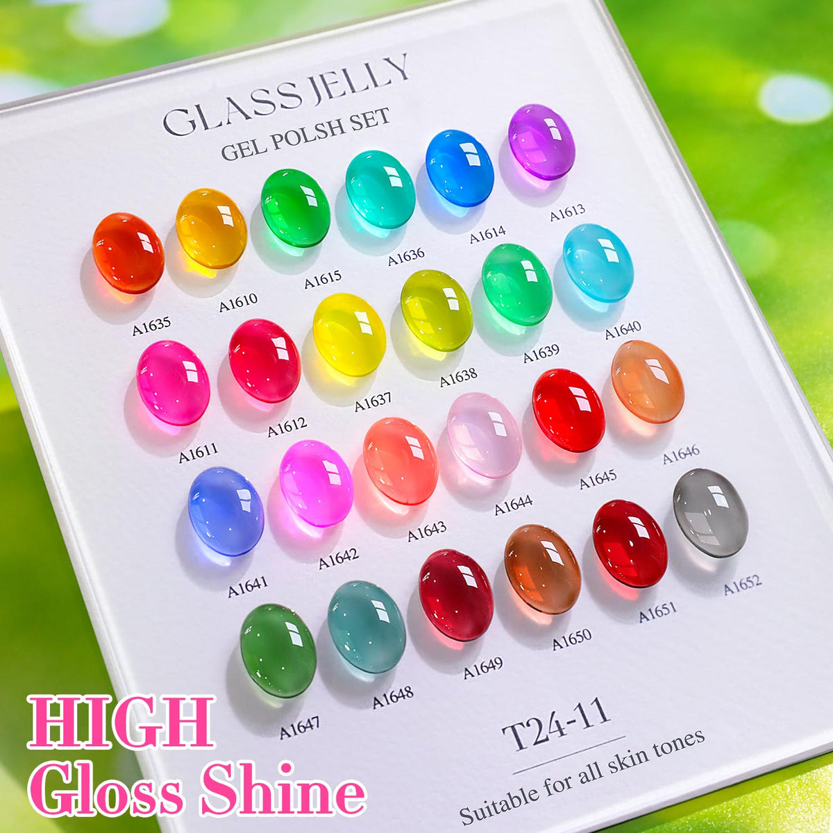 28Pcs 0.5Oz Gel Nail Polish Set Same Color Same Bottle Gel Polish Kit Nail Art Manicure Salon DIY at Home for Women (Neon Jelly Sheer Collection-T24-11)