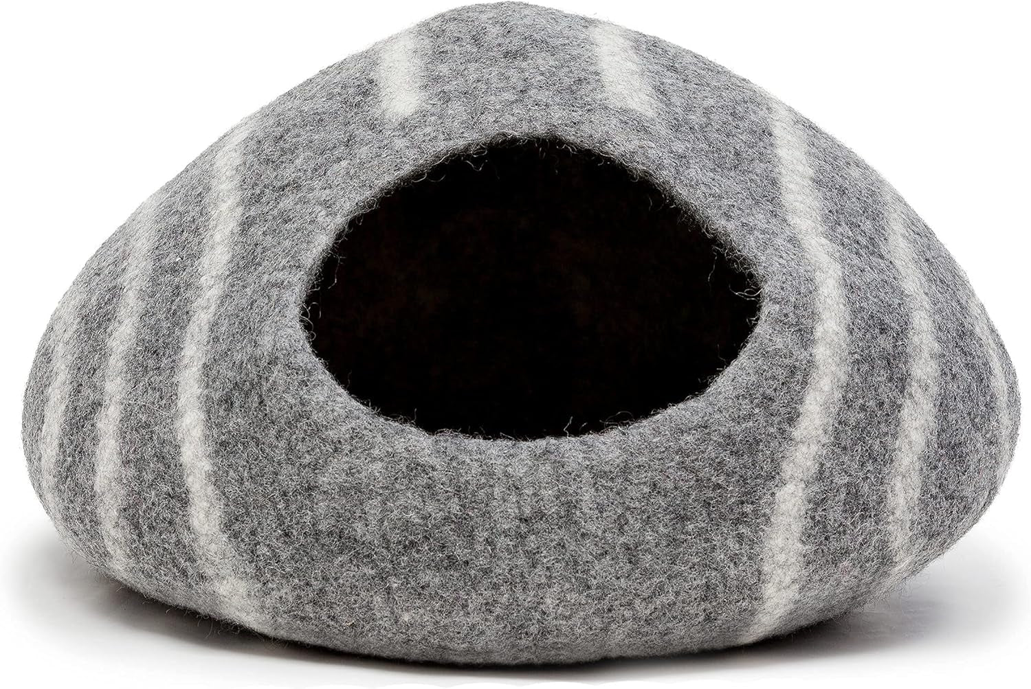 KOTE Cat Cave &amp; Dog Cave | Enclosed Cat Bed | Cat Hideaway | Pod Kitten Bed | Grey Stripe
