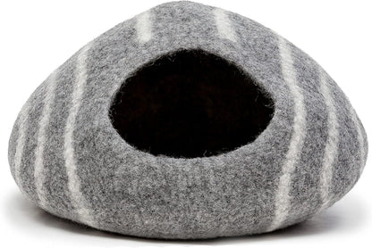 KOTE Cat Cave &amp; Dog Cave | Enclosed Cat Bed | Cat Hideaway | Pod Kitten Bed | Grey Stripe