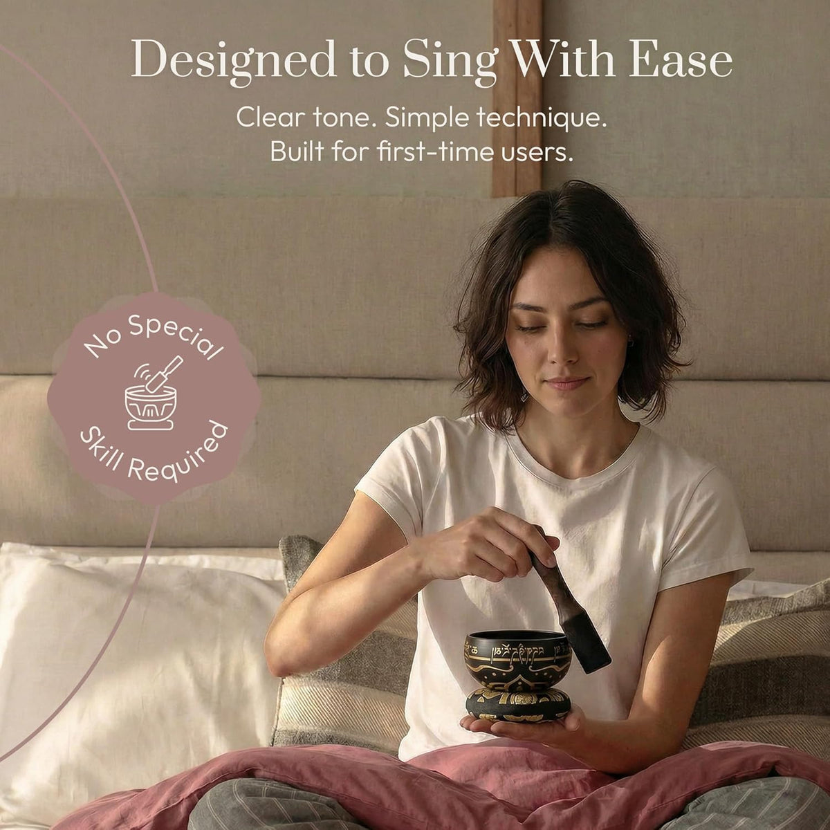 Tibetan Singing Bowl Set – Easy to Play &amp; Beginner Friendly Meditation Bowl with Cushion, Mallet &amp; Case | Stress Relief &amp; Mindfulness | Gift-Ready