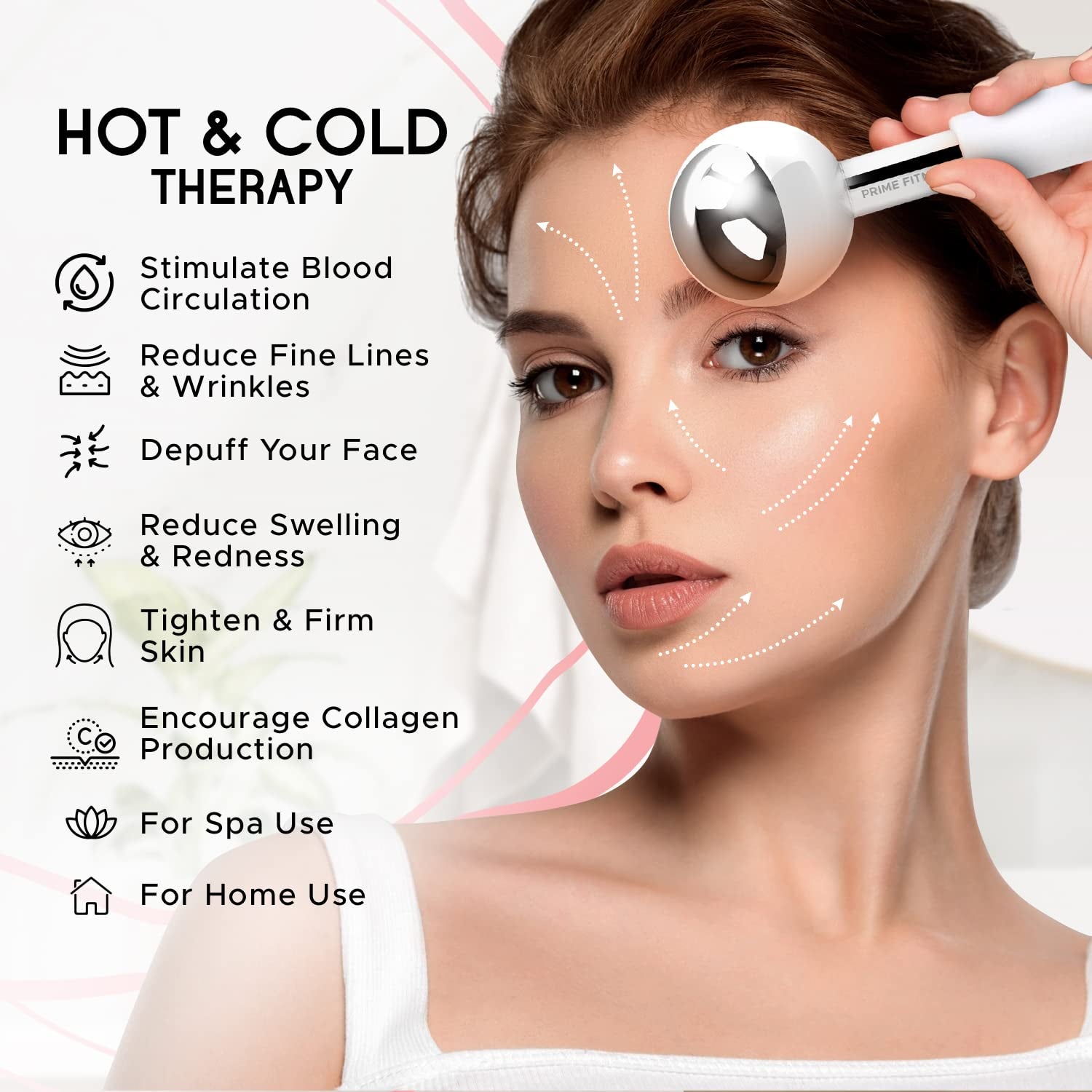 Ice Globes for Facials | Unbreakable Steel Cooling Roller | Cryo Sticks for Face | Massager for Face Neck &amp; Eyes | Skin Care for Dark Circles, Puffiness, Wrinkles, Collagen Production (White)