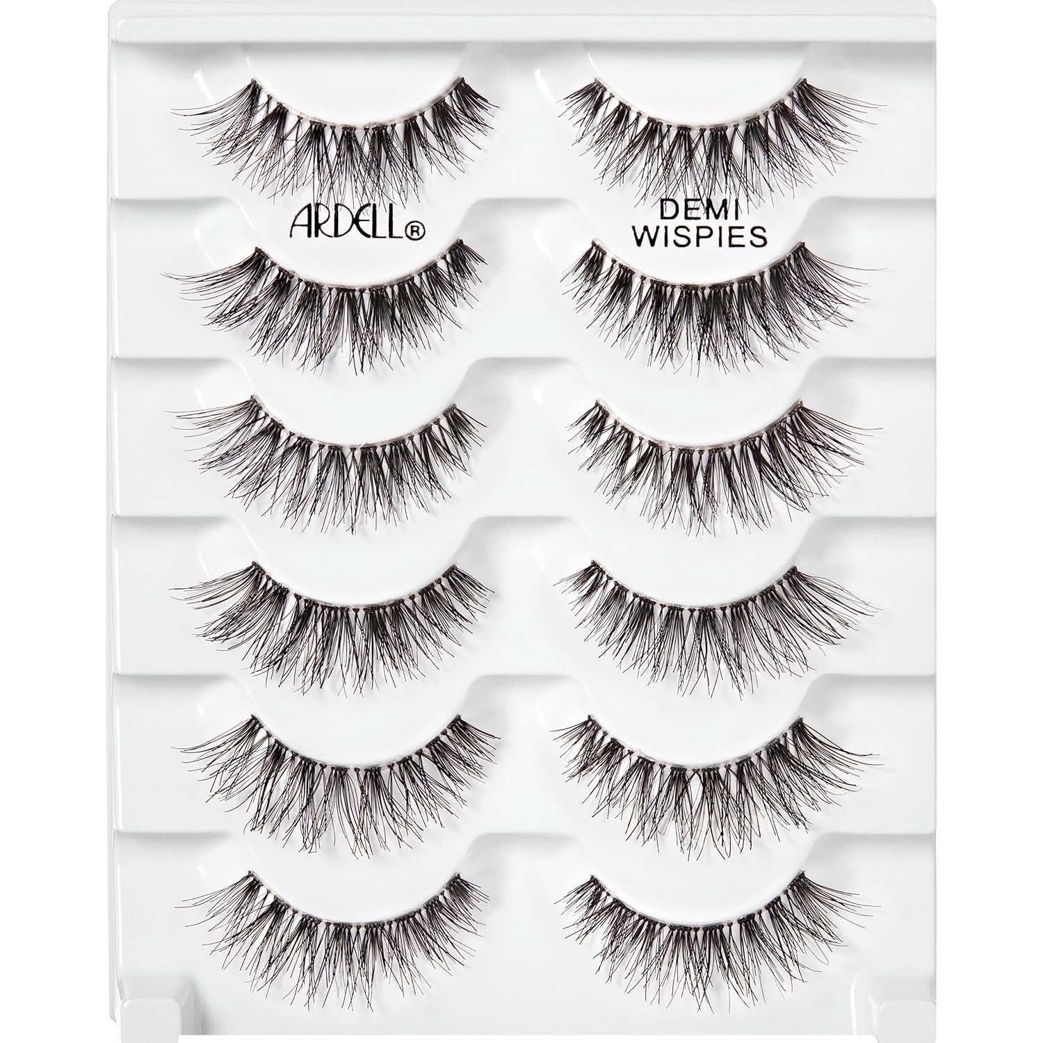 Demi Wispies - Black, the Original Feathered Lash with Invisiband, 6 Pairs, 1-Pack
