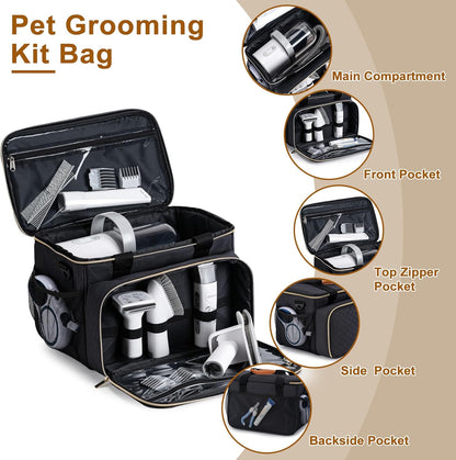 Dog Grooming Vacuum Bag, Pet Grooming Kit Bag Perfect for Dog Hair Vacuum &amp; Grooming Tool Kit Accessories- Black