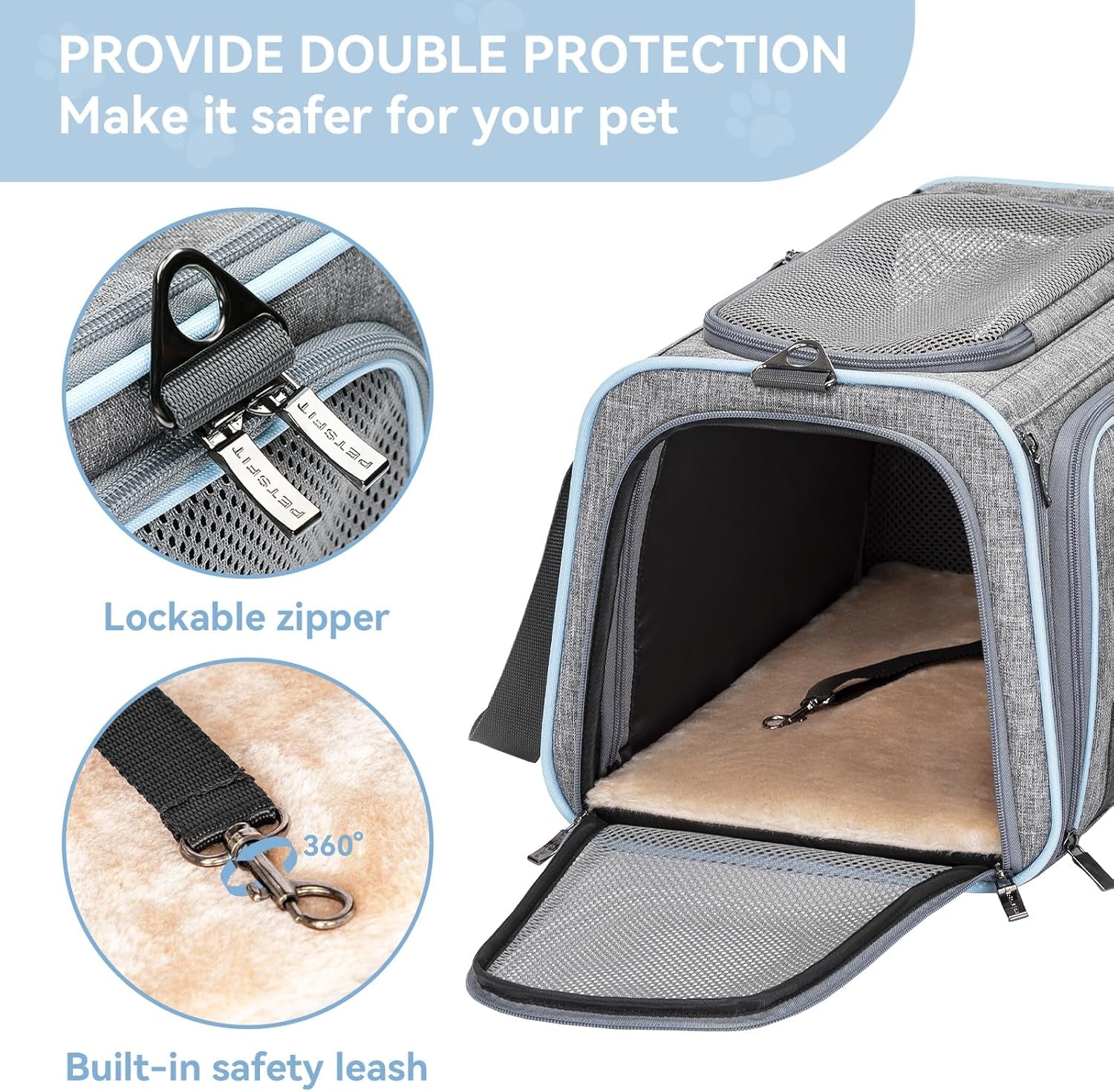 Expandable Small Cat Carriers Dog Carrier, Airline Approved Soft-Sided Portable Washable Pet Travel Carrier with Two Extension up to 9LB