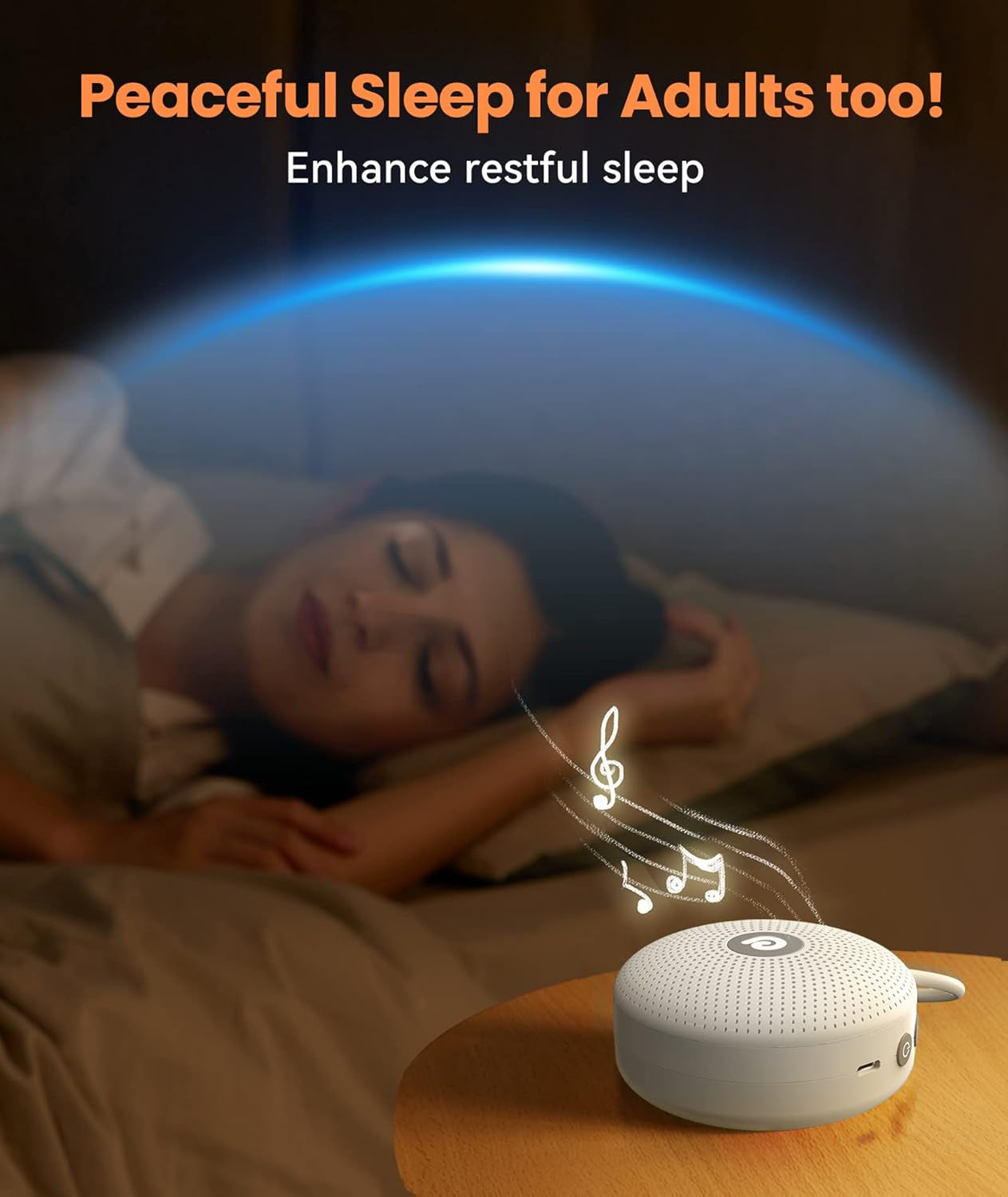 Portable Noise Machine for Baby Adult, Features Powerful Battery, 21 Soothing Sound, Noise Canceling for Office &amp; Sleeping, Sound Therapy for Home, Travel, Registry Gift, Classic White