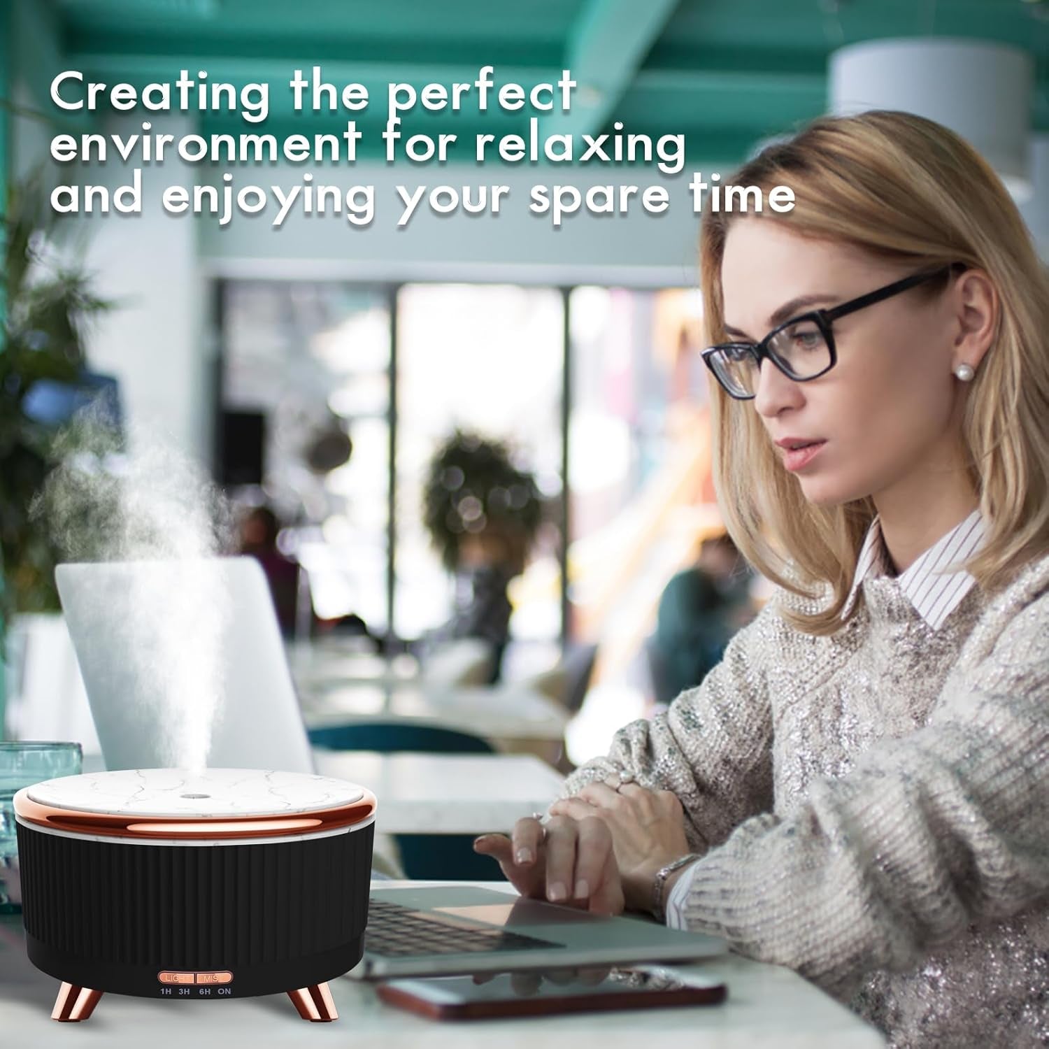 Diffusers for Essential Oils Large Room, 500Ml Aromatherapy Diffuser Cool Mist Humidifier with Remote Control,7 Colors Lights &amp; 4 Mist Mode Waterless Auto off for Women Office Home