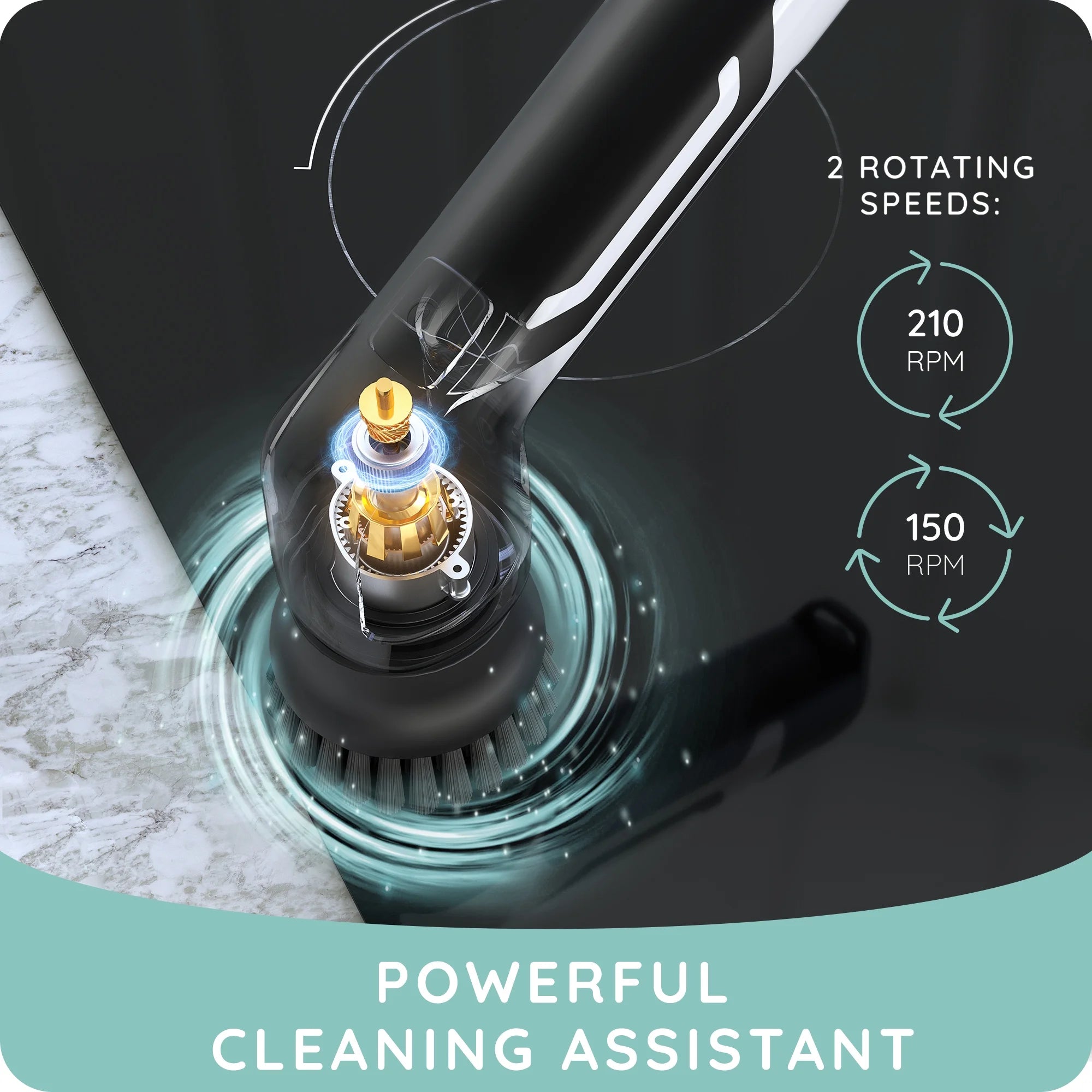 Handheld Electric Spin Scrubber, Cordless Automatic Power Scrubber for Shower, Cleaner for Tile, Grill, Dish, Sink, Shower Scrubber with 3 Brush Heads (White)