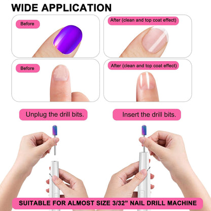 25Pcs Nail Drill Bits Set with Storage Box, 3/32 Inch Tungsten Ceramic Diamond Carbide Nail Drill Bits for Acrylic Gel Polish, Cuticle Efile Remover for Manicure Pedicure