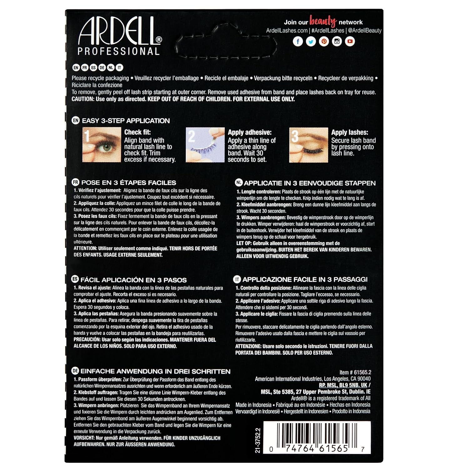 Demi Wispies - Black, the Original Feathered Lash with Invisiband, 6 Pairs, 1-Pack