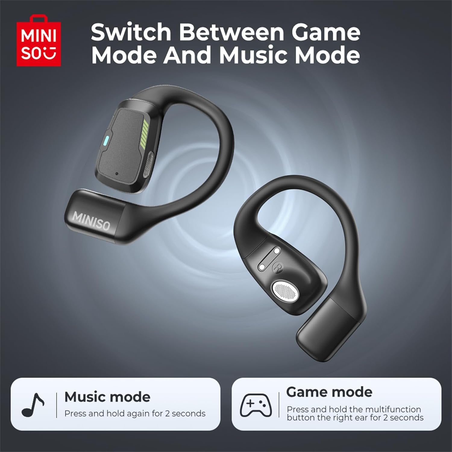 M98 Open Ear Headphone Earbuds Open Ear Bluetooth 5.4 Headphones with LED Display Screen OWS Earphones Wireless Earbuds with Earhooks Bluetooth Earbuds for Running,Driving,Working(No AI)