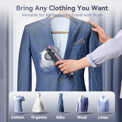 Travel Steamer for Clothes, 100-240V Portable Steamer,15S Heat Up, Steamer ＆ Iron 2 in 1, Travel Size Garment Steamer, Large Ceramic Heat Panel, for Global &amp; European Traveling, Purple