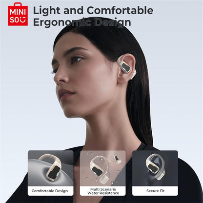 M98 Open Ear Headphone Earbuds Open Ear Bluetooth 5.4 Headphones with LED Display Screen OWS Earphones Wireless Earbuds with Earhooks Bluetooth Earbuds for Running,Driving,Working(No AI)