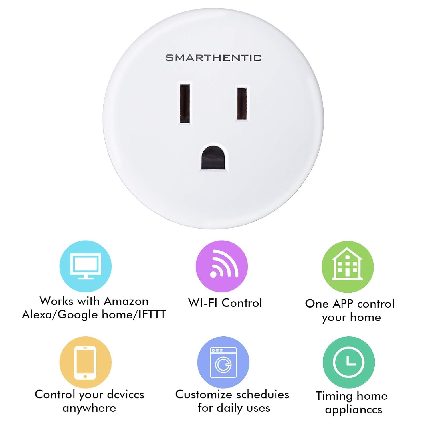 Smart Plug, Wifi Light Switch, Outlet Timer, Amazon Alexa Google Home Voice, APP and Remote Control, Smart Devices, Gadgets, Home Improvement Outlet Extender, 2.4Ghz Network, Pack of (1)