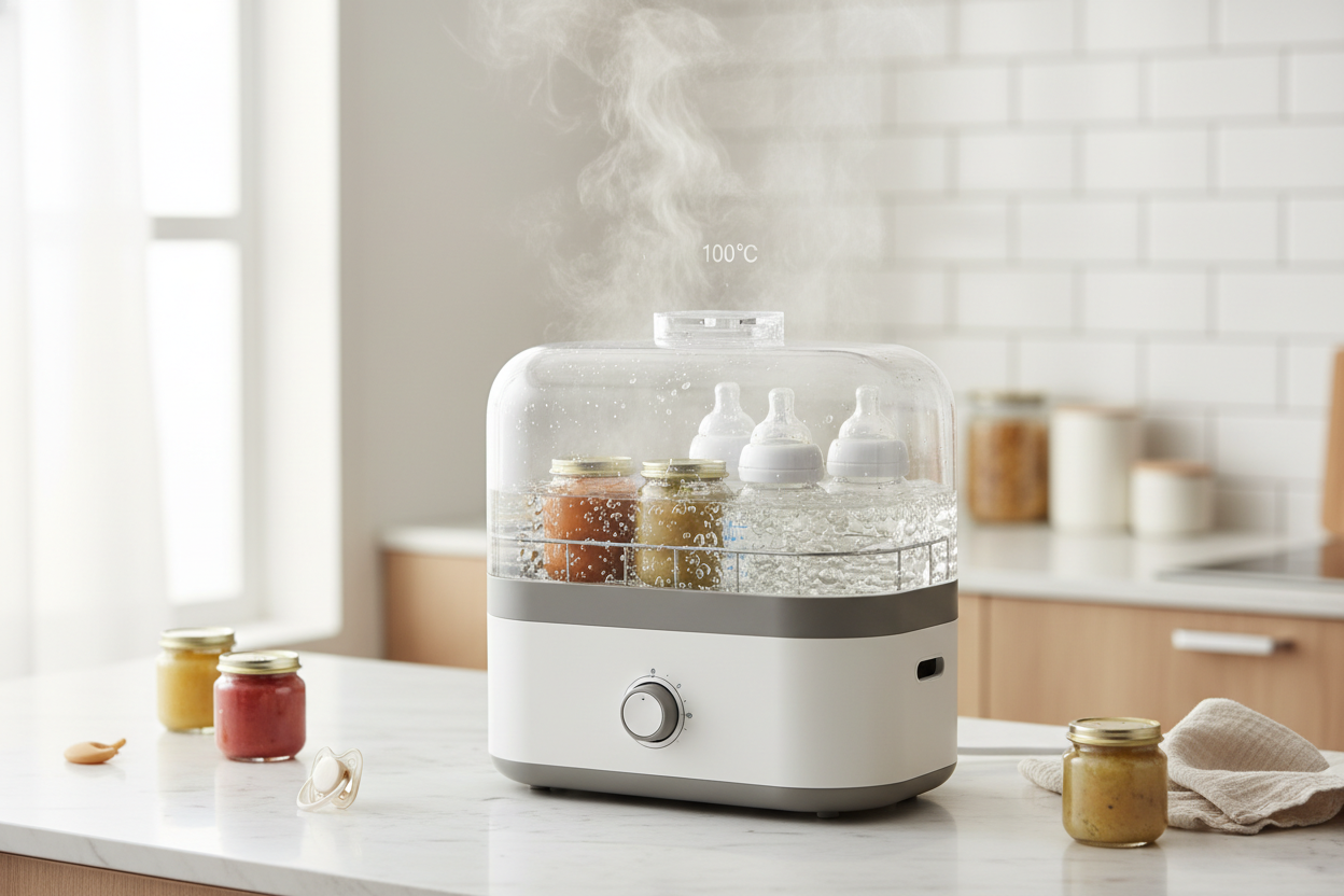 Heating Food &amp;amp; Steaming to Keep Clean
Heating baby food to the appropriate temperature helps the baby digest it, it also provides steam up to 100℃ to keep bottles and baby food jars always clean, giving babies the best care