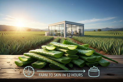 Made Within 12 Hours of Harvest: At Aloderma, our skincare is rooted in the earth. Our Aloe is processed on-site and turned into final products within hours of leaving the fields to ensure that we capture the natural power of Aloe Vera in every product we make.