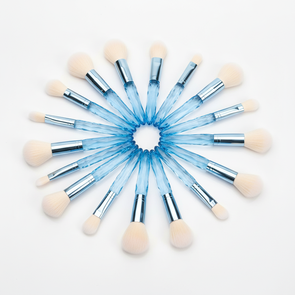 15Pcs Crystal Handle Makeup Brush Set – Premium Synthetic Bristles with Starry Gift Box