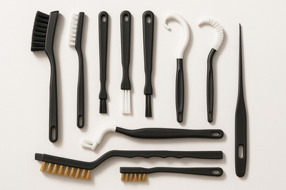 Our crevice brush set provides 5 crevice brushes for home, kitchen and bathroom, 2 right-angle brushes for cleaning blenders or bottles, 3 wire crevice brushes for tough tasks, and 1 scraper for removing stubborn stains. The versatile cleaning kit can meet various cleaning needs and clean all kinds of hard-to-clean places in the home.