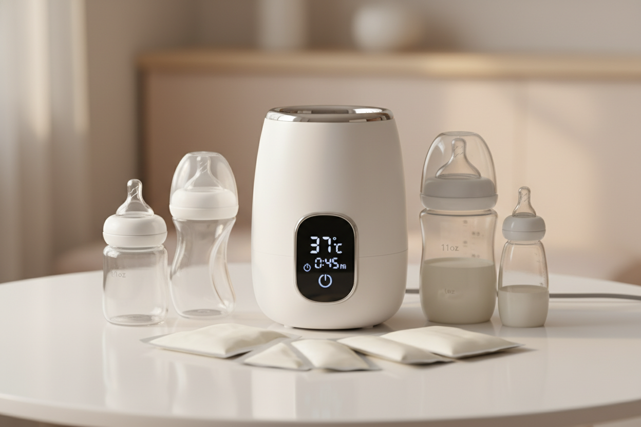 Wider Material and Size Match
Momcozy smart baby bottle warmer fits most bottle material types, up to 11oz volume, such as glass bottles, and plastic bottles, also for milk bags, it always heats breast milk to a temperature suitable for the baby to drink.
